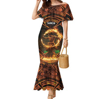 Samoa Teuila 2024 Festival Mermaid Dress Samoan Siva Afi With Red Gingers LT14 Women Black - Polynesian Pride