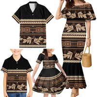Black Samoa Siapo Teuila Flowers Family Matching Mermaid Dress and Hawaiian Shirt