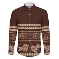 Brown Samoa Siapo Teuila Flowers Family Matching Mermaid Dress and Hawaiian Shirt