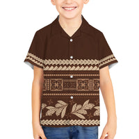 Brown Samoa Siapo Teuila Flowers Hawaiian Shirt