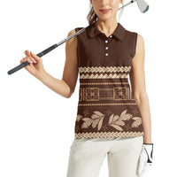 Brown Samoa Siapo Teuila Flowers Women Sleeveless Polo Shirt