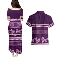 Purple Samoa Siapo Teuila Flowers Couples Matching Puletasi and Hawaiian Shirt LT14 - Polynesian Pride