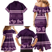 Purple Samoa Siapo Teuila Flowers Family Matching Mermaid Dress and Hawaiian Shirt LT14 - Polynesian Pride