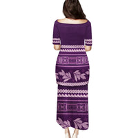 Purple Samoa Siapo Teuila Flowers Family Matching Puletasi and Hawaiian Shirt