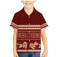 Red Samoa Siapo Teuila Flowers Family Matching Mermaid Dress and Hawaiian Shirt