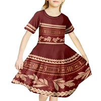 Red Samoa Siapo Teuila Flowers Kid Short Sleeve Dress