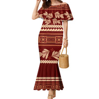 Red Samoa Siapo Teuila Flowers Mermaid Dress