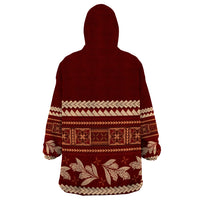 Red Samoa Siapo Teuila Flowers Wearable Blanket Hoodie