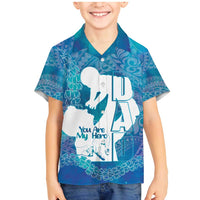 Turquoise Polynesia Father's Day Family Matching Mermaid Dress and Hawaiian Shirt Dad You Are My Hero LT14 Son's Shirt Turquoise - Polynesian Pride