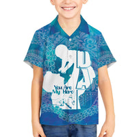 Turquoise Polynesia Father's Day Family Matching Off The Shoulder Long Sleeve Dress and Hawaiian Shirt Dad You Are My Hero LT14 Son's Shirt Turquoise - Polynesian Pride