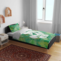 Green Polynesia Father's Day Bedding Set Dad You Are My Hero