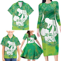 Green Polynesia Father's Day Family Matching Long Sleeve Bodycon Dress and Hawaiian Shirt Dad You Are My Hero LT14 - Polynesian Pride