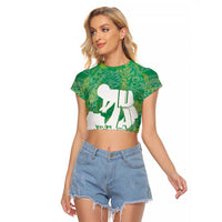 Green Polynesia Father's Day Raglan Cropped T Shirt Dad You Are My Hero