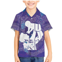 Purple Polynesia Father's Day Family Matching Mermaid Dress and Hawaiian Shirt Dad You Are My Hero LT14 Son's Shirt Purple - Polynesian Pride