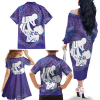 Purple Polynesia Father's Day Family Matching Off The Shoulder Long Sleeve Dress and Hawaiian Shirt Dad You Are My Hero LT14 - Polynesian Pride