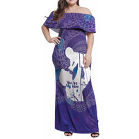 Purple Polynesia Father's Day Family Matching Off Shoulder Maxi Dress and Hawaiian Shirt Dad You Are My Hero LT14 Mom's Dress Purple - Polynesian Pride