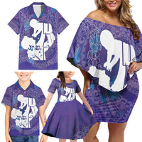 Purple Polynesia Father's Day Family Matching Off Shoulder Short Dress and Hawaiian Shirt Dad You Are My Hero LT14 - Polynesian Pride