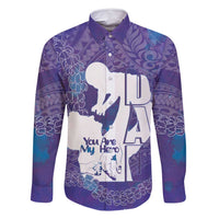 Purple Polynesia Father's Day Family Matching Tank Maxi Dress and Hawaiian Shirt Dad You Are My Hero LT14 Dad's Shirt - Long Sleeve Purple - Polynesian Pride