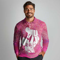 Pink Polynesia Father's Day Long Sleeve Polo Shirt Dad You Are My Hero