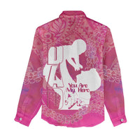 Pink Polynesia Father's Day Women Casual Shirt Dad You Are My Hero