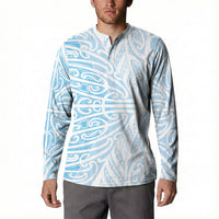 Blue New Zealand Puhoro Maori Tattoo Button Sweatshirt