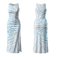 Blue New Zealand Puhoro Maori Tattoo Couples Matching Tank Maxi Dress and Long Sleeve Button Shirt LT14 - Polynesian Pride