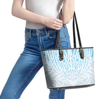 Blue New Zealand Puhoro Maori Tattoo Leather Tote Bag