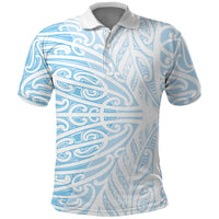 Blue New Zealand Puhoro Maori Tattoo Polo Shirt LT14 Blue - Polynesian Pride