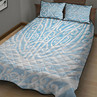 Blue New Zealand Puhoro Maori Tattoo Quilt Bed Set