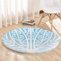 Blue New Zealand Puhoro Maori Tattoo Round Carpet