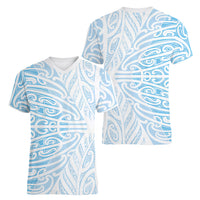 Blue New Zealand Puhoro Maori Tattoo Women V-Neck T-Shirt