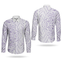 Purple New Zealand Puhoro Maori Tattoo Couples Matching Off Shoulder Short Dress and Long Sleeve Button Shirt LT14 - Polynesian Pride