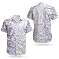 Purple New Zealand Puhoro Maori Tattoo Couples Matching Puletasi and Hawaiian Shirt LT14 - Polynesian Pride