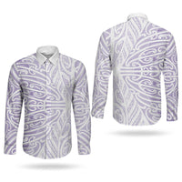 Purple New Zealand Puhoro Maori Tattoo Couples Matching Summer Maxi Dress and Long Sleeve Button Shirt LT14 - Polynesian Pride