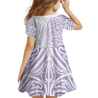 Purple New Zealand Puhoro Maori Tattoo Family Matching Long Sleeve Bodycon Dress and Hawaiian Shirt