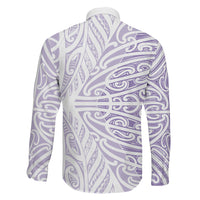 Purple New Zealand Puhoro Maori Tattoo Family Matching Off Shoulder Short Dress and Hawaiian Shirt
