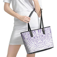 Purple New Zealand Puhoro Maori Tattoo Leather Tote Bag