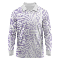 Purple New Zealand Puhoro Maori Tattoo Long Sleeve Polo Shirt