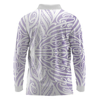 Purple New Zealand Puhoro Maori Tattoo Long Sleeve Polo Shirt