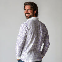 Purple New Zealand Puhoro Maori Tattoo Long Sleeve Polo Shirt