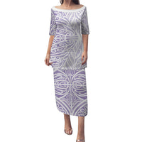 Purple New Zealand Puhoro Maori Tattoo Puletasi LT14 Long Dress Purple - Polynesian Pride