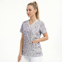 Purple New Zealand Puhoro Maori Tattoo Scrub Top