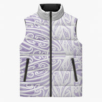 Purple New Zealand Puhoro Maori Tattoo Sleeveless Puffer Jacket