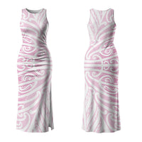Pink New Zealand Puhoro Maori Tattoo Couples Matching Tank Maxi Dress and Long Sleeve Button Shirt LT14 - Polynesian Pride