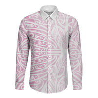 Pink New Zealand Puhoro Maori Tattoo Long Sleeve Button Shirt LT14 Unisex Pink - Polynesian Pride