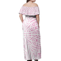 Pink New Zealand Puhoro Maori Tattoo Off Shoulder Maxi Dress