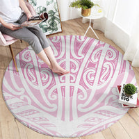 Pink New Zealand Puhoro Maori Tattoo Round Carpet