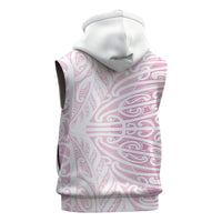 Pink New Zealand Puhoro Maori Tattoo Sleeveless Zip Hoodie