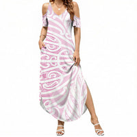 Pink New Zealand Puhoro Maori Tattoo Summer Maxi Dress LT14 Women Pink - Polynesian Pride