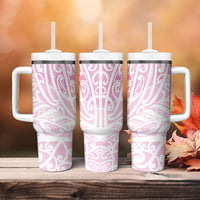 Pink New Zealand Puhoro Maori Tattoo Tumbler With Handle